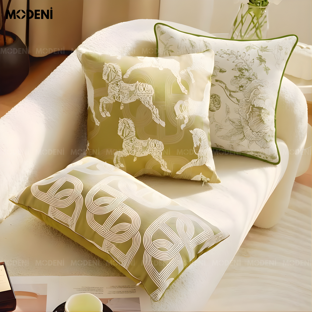 Set Vỏ Gối Sofa Verdant Gallop Cao Cấp Phong Cách Eco Luxury Đẳng Cấp Hiện Đại