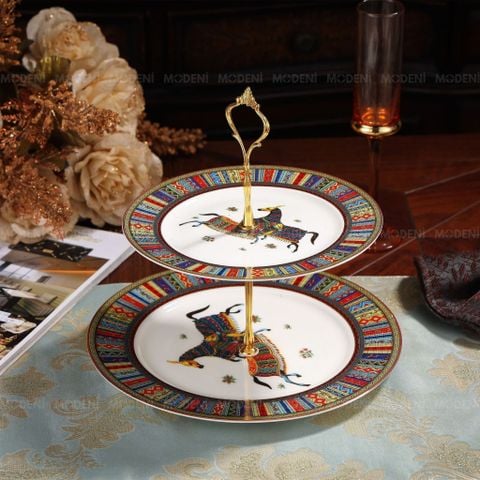  Khay 2 Tầng New Jersey Cao Cấp – Khay Trưng Bày Bánh Sang Trọng, Thiết Kế Hai Tầng Gọn Gàng, Phù Hợp Bàn Tiệc & Bàn Trà 