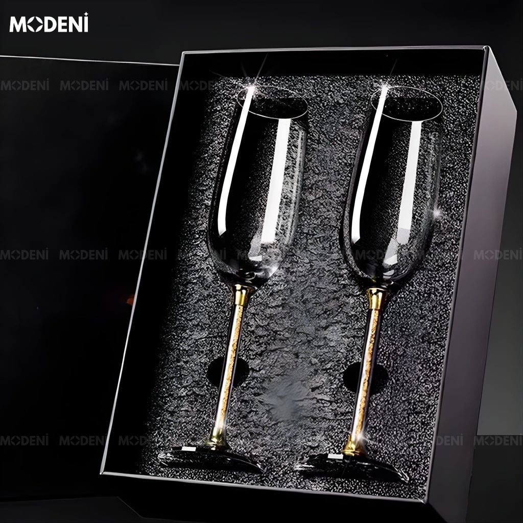 Set 2 Ly Uống Rượu Sâm Panh Portobello Glute Cao Cấp Sang Trọng - Gold