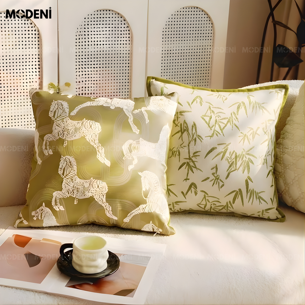 Set Vỏ Gối Sofa Verdant Gallop Cao Cấp Phong Cách Eco Luxury Đẳng Cấp Hiện Đại