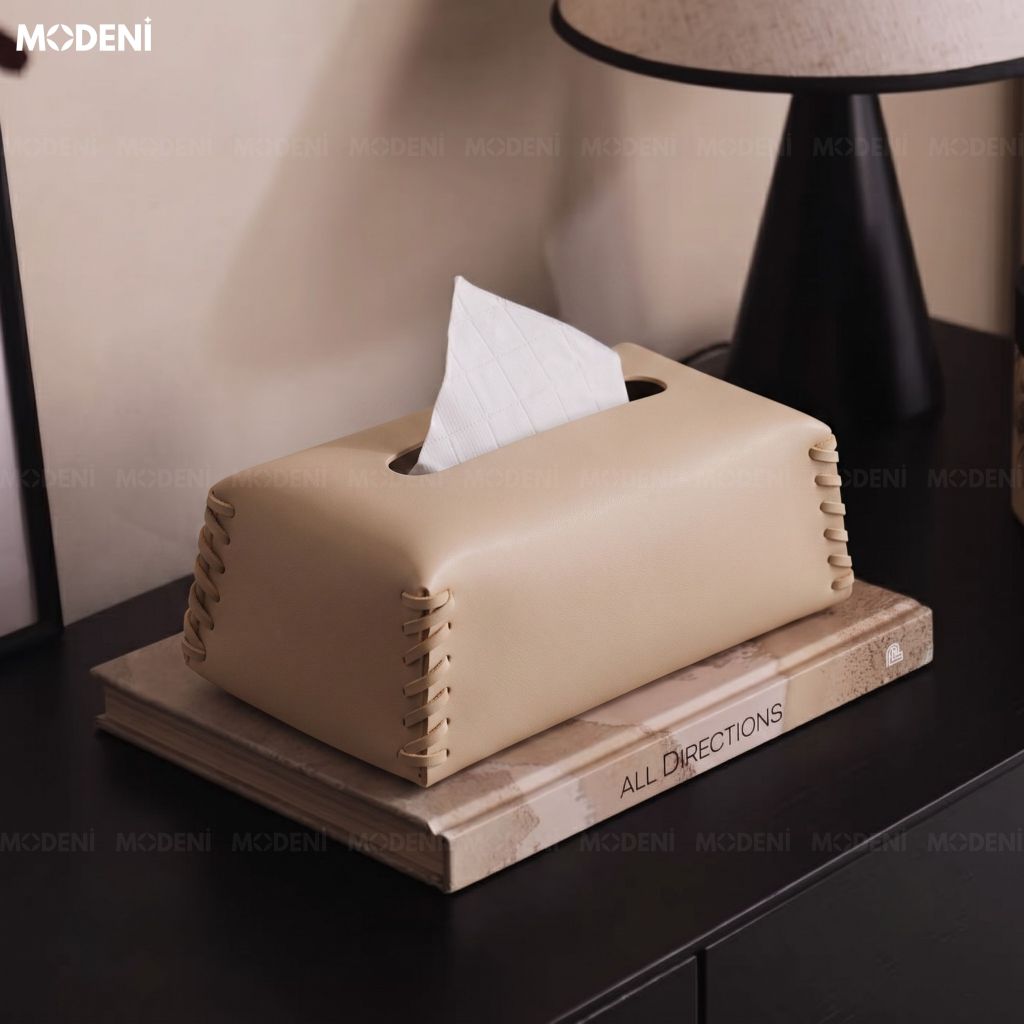 Hộp Khăn Giấy Nomi Be Da PU Cao Cấp Khâu Tay Thủ Công Đậm Chất Cá Nhân Cho Phòng Ngủ