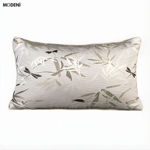  Vỏ Gối Sofa Halo – Vải Jackquard Phối Vải Nhung Họa Tiết Trúc Dệt Nổi Thêu Tay Hiện Đại 