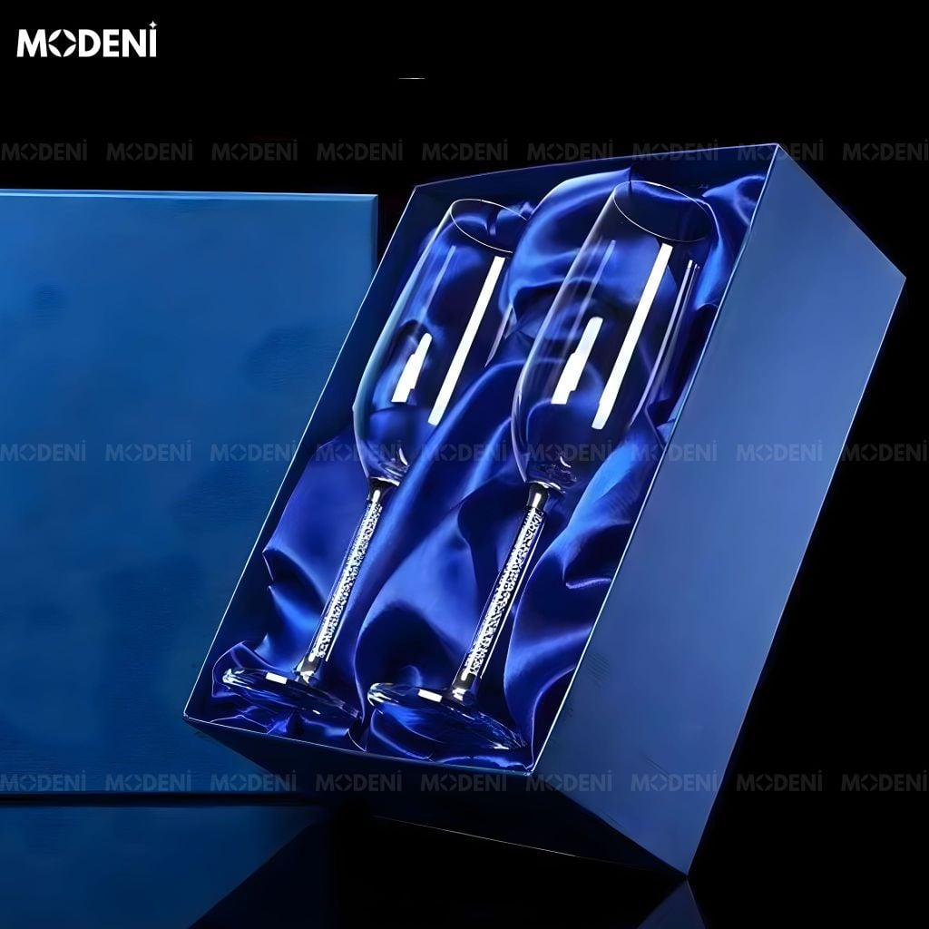 Set 2 Ly Uống Rượu Sâm Panh Portobello Glute Cao Cấp Sang Trọng - Silver