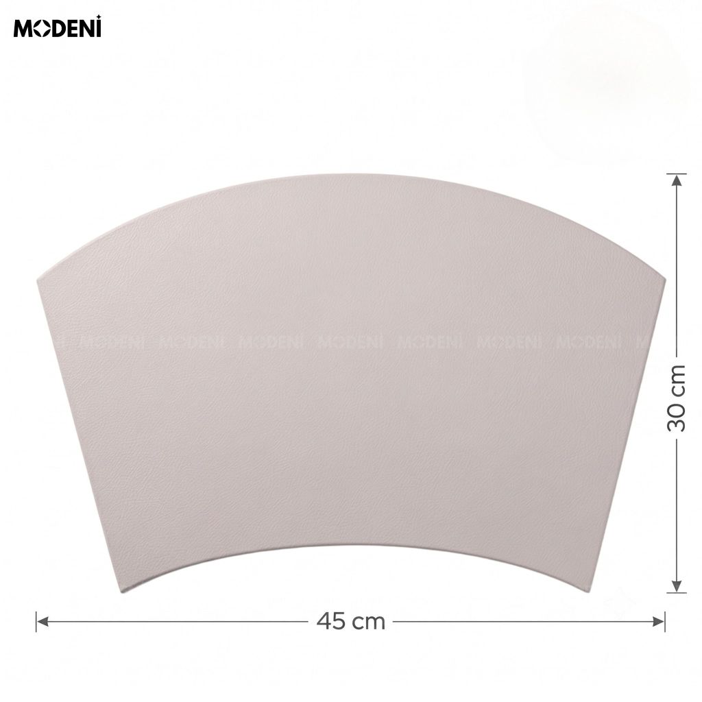 Tấm Lót Bàn Ăn Arcato Placemat PVC Giả Da Xám Trắng Dáng Cong Bán Nguyệt Chống Nước Dễ Lau Chùi Cho Bàn Tiệc