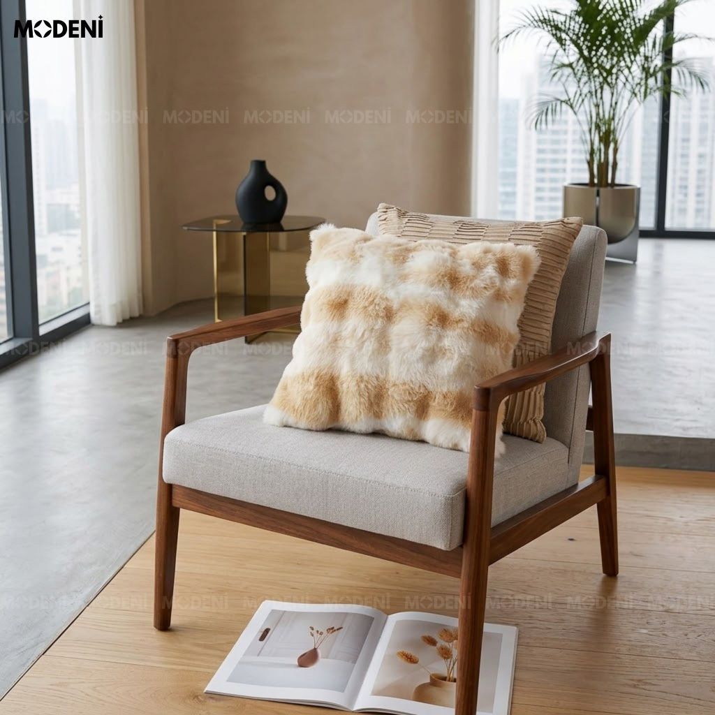 Vỏ Gối Sofa Trang Trí Ursa Vải Lông Mịn Sang Trọng Dày Dặn Giữ Nhiệt Cho Góc Đọc Sách