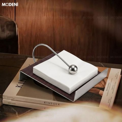  Hộp Khăn Giấy Libra Thép Không Gỉ Phối Da Nâu Sang Trọng Phong Cách Minimalism 