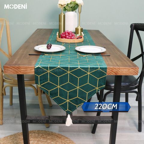 khăn runner Emerald Keno màu xanh ngọc sang trọng