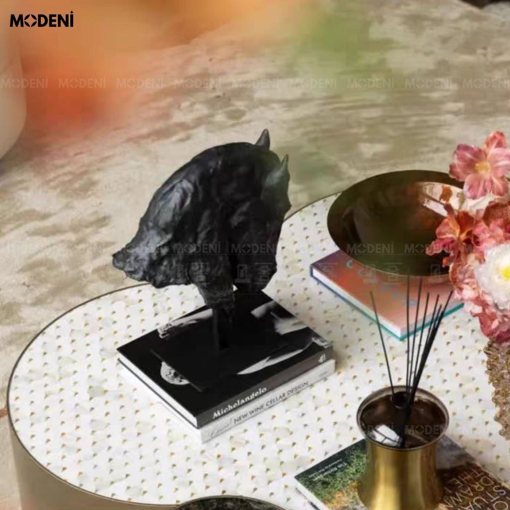 Tượng Đầu Ngựa Corvus Resin Nguyên Khối Phong Cách Modern Luxury Trang Trí Tủ Kệ