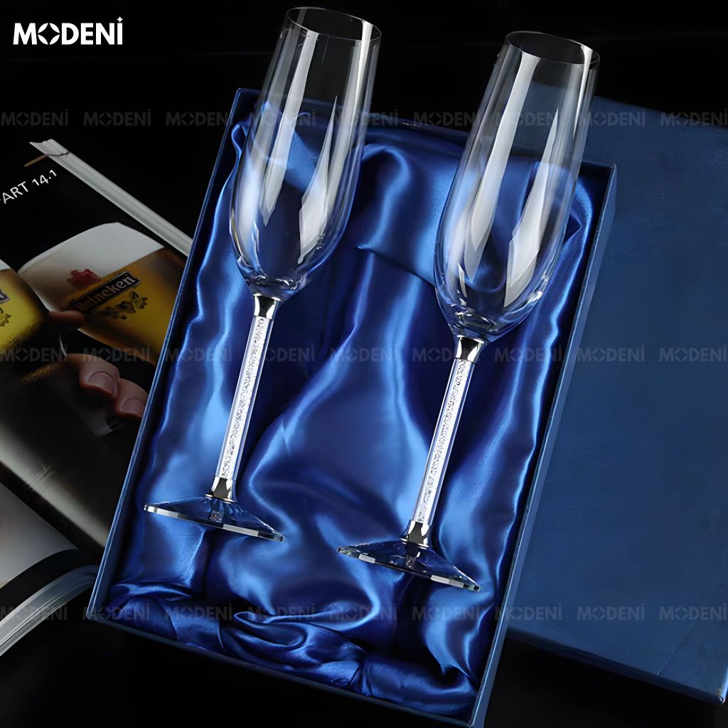 Set 2 Ly Uống Rượu Sâm Panh Portobello Glute Cao Cấp Sang Trọng - Silver