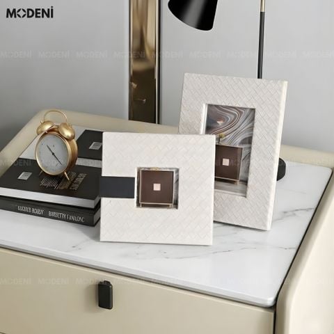  Set Khung Ảnh Remy Trắng Da Kết Hợp Vải Nhung Cao Cấp Cho Không Gian Hiện Đại Sang Trọng 