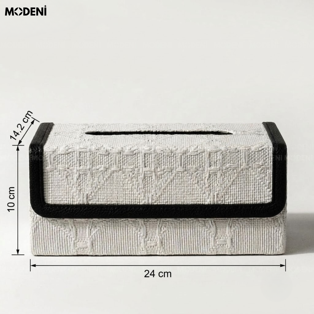 Hộp Khăn Giấy Luna Viền Đen Vải Dệt Cao Cấp Sang Trọng Tối Giản Cho Phòng Khách Và Phòng Ngủ