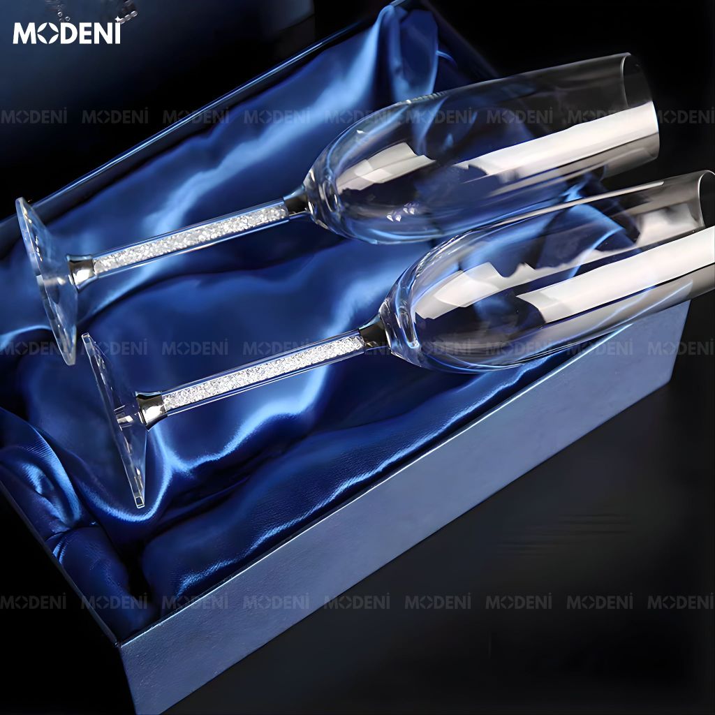 Set 2 Ly Uống Rượu Sâm Panh Portobello Glute Cao Cấp Sang Trọng - Silver