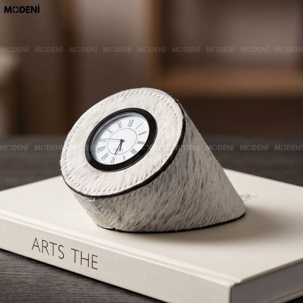 Đồng Hồ Trang Trí Alabaster Kim Loại Cao Cấp Phối Đá Trắng Minimalism