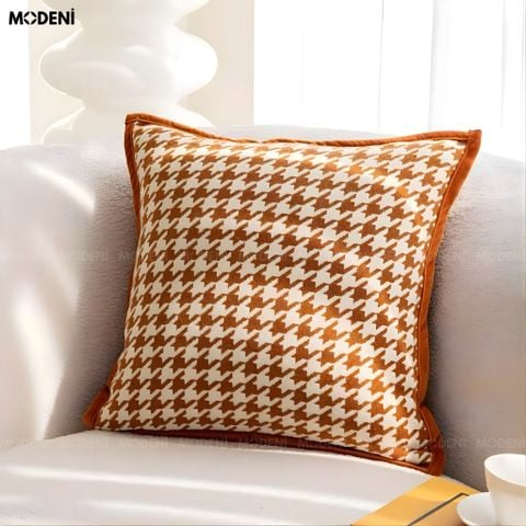  Vỏ Gối Sofa Driftmark – Vải Cashmere Phối Nhung Họa Tiết Caro Răng Sói May Dệt Retro 