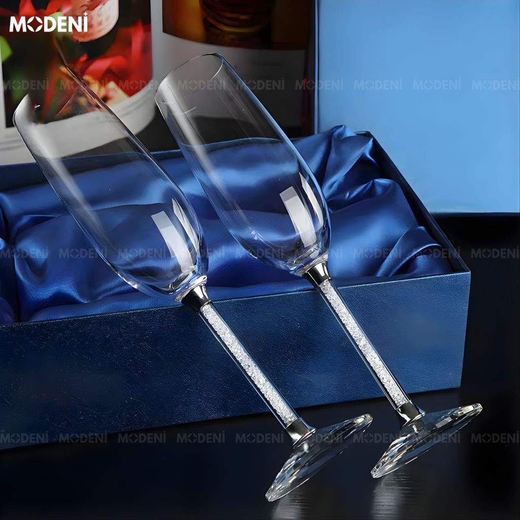 Set 2 Ly Uống Rượu Sâm Panh Portobello Glute Cao Cấp Sang Trọng - Silver