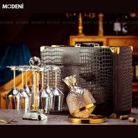  Bộ Bình Rượu Goldman Pha Lê Cao Cấp Quà Tặng Tân Gia Viền Vàng Sang Trọng 