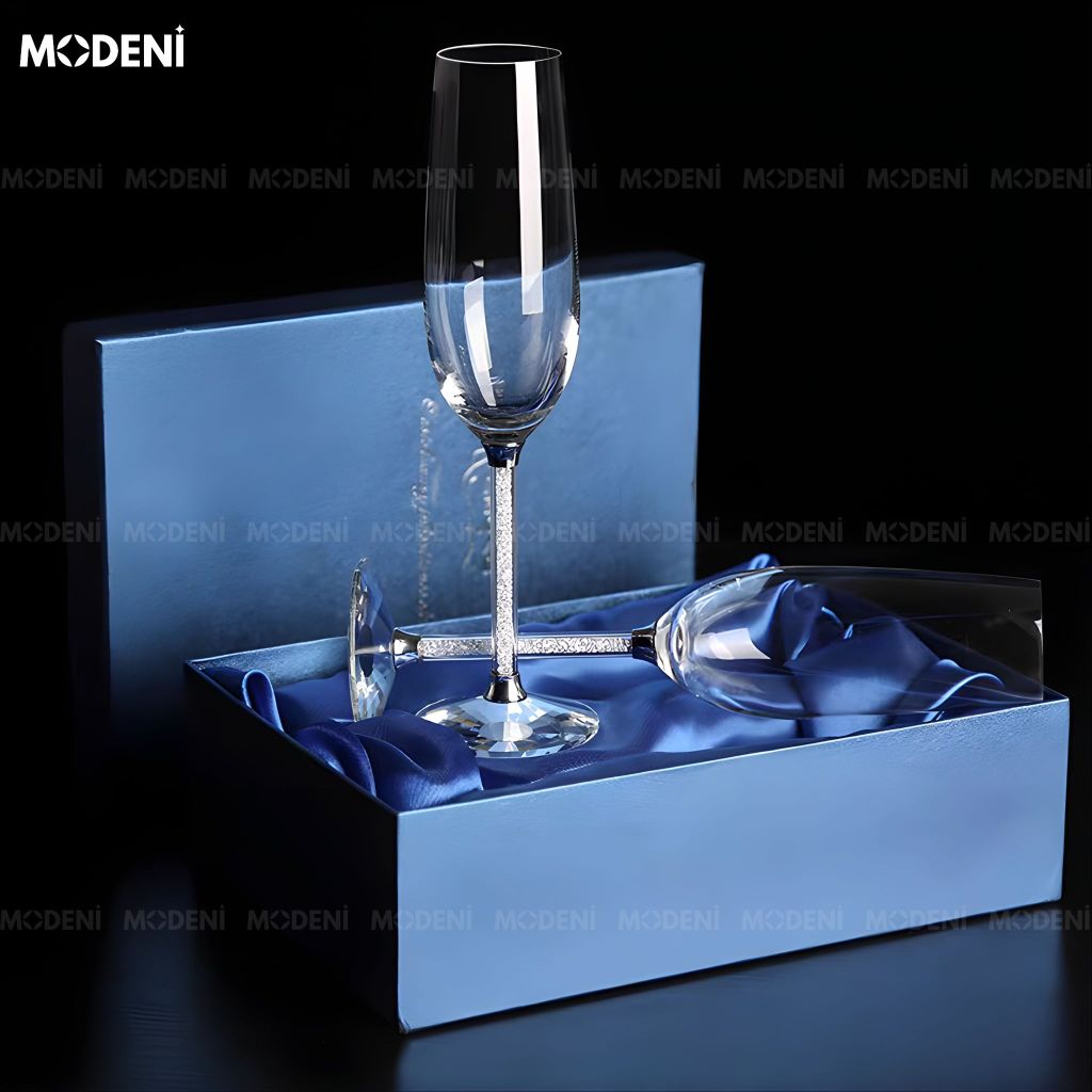 Set 2 Ly Uống Rượu Sâm Panh Portobello Glute Cao Cấp Sang Trọng - Silver