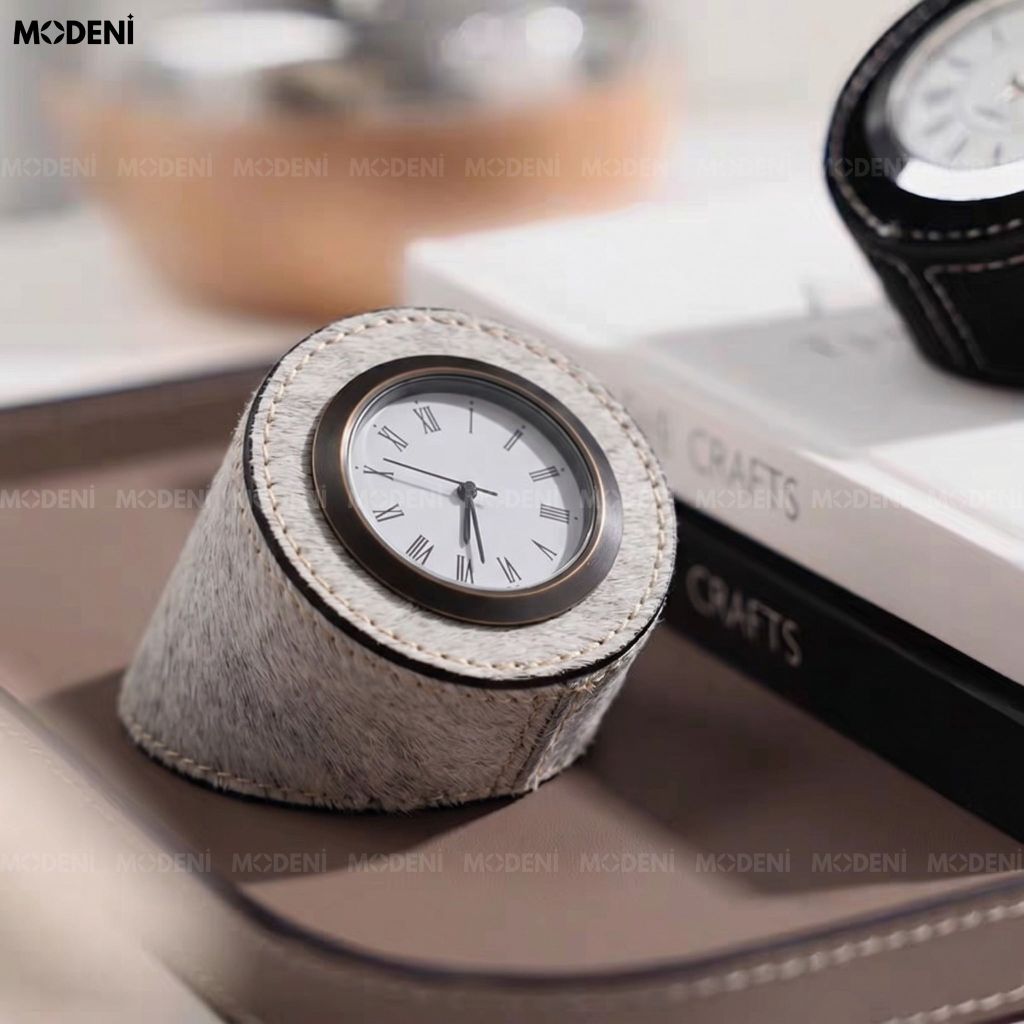 Đồng Hồ Trang Trí Alabaster Kim Loại Cao Cấp Phối Đá Trắng Minimalism