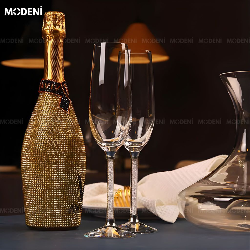 Set 2 Ly Uống Rượu Sâm Panh Portobello Glute Cao Cấp Sang Trọng - Silver