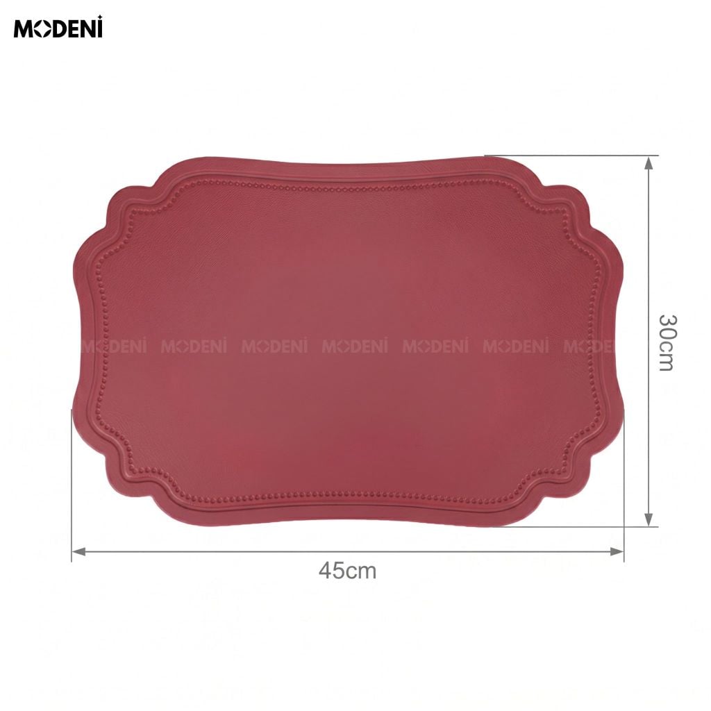 Tấm Lót Bàn Ăn Lancelot Placemat PVC Giả Da Đỏ Rượu Vang Tân Cổ Điển Chống Thấm Nước Cho Bàn Tiệc Hoàng Gia