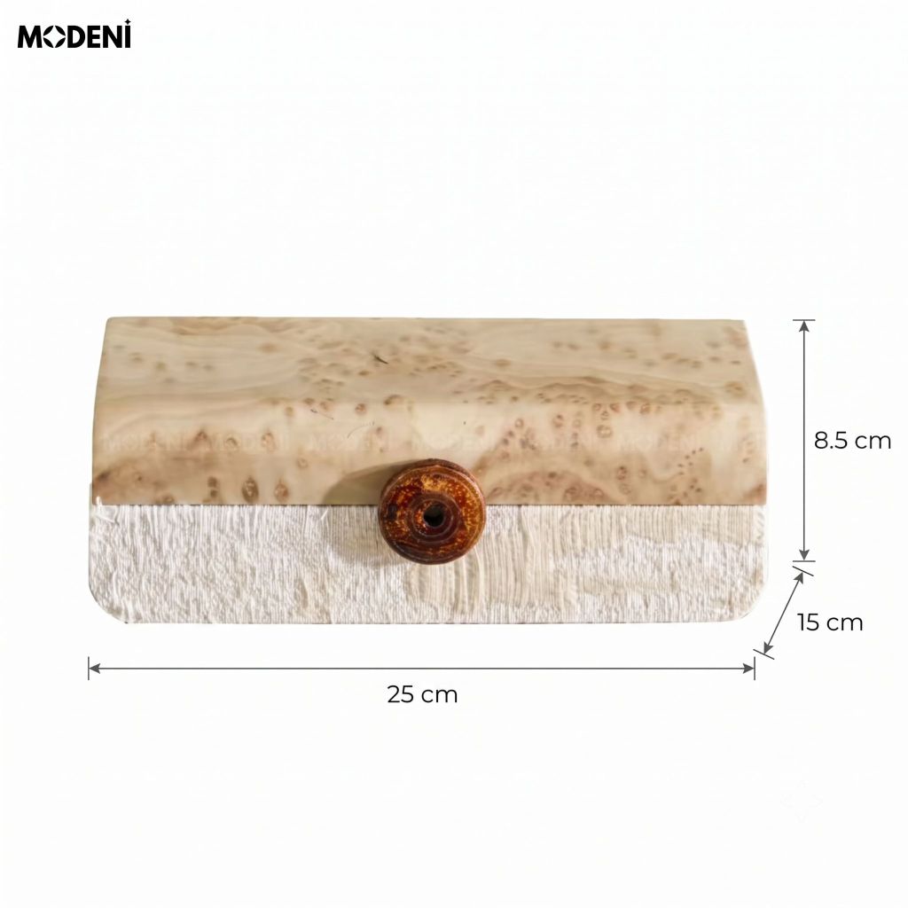 Set Hộp Trang Sức Sylva Gỗ Phối Vải Dệt Phong Cách Japandi Vân Gỗ Nu Sang Trọng Cho Bàn Trang Điểm