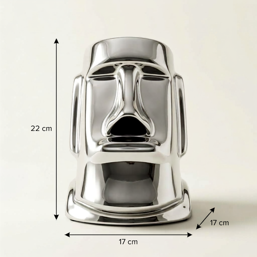 Hộp Khăn Giấy Moai Silver Gốm Sứ Cao Cấp Tráng Bạc Nghệ Thuật Hiện Đại Độc Đáo Cho Phòng Khách Và Văn Phòng