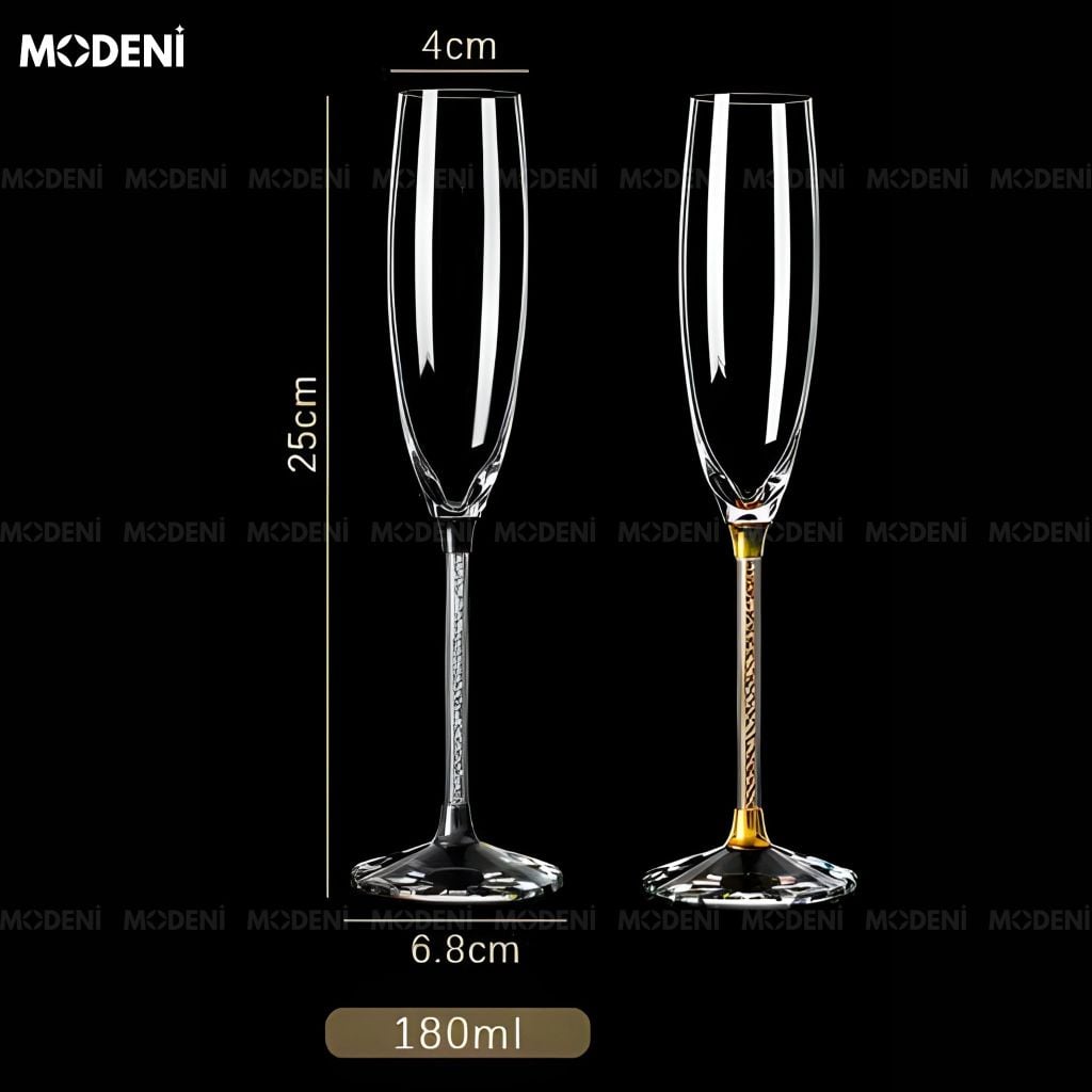 Set 2 Ly Uống Rượu Sâm Panh Portobello Glute Cao Cấp Sang Trọng - Silver