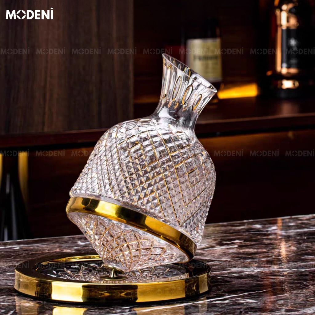 Bộ Bình Rượu Goldman Pha Lê Cao Cấp Quà Tặng Tân Gia Viền Vàng Sang Trọng