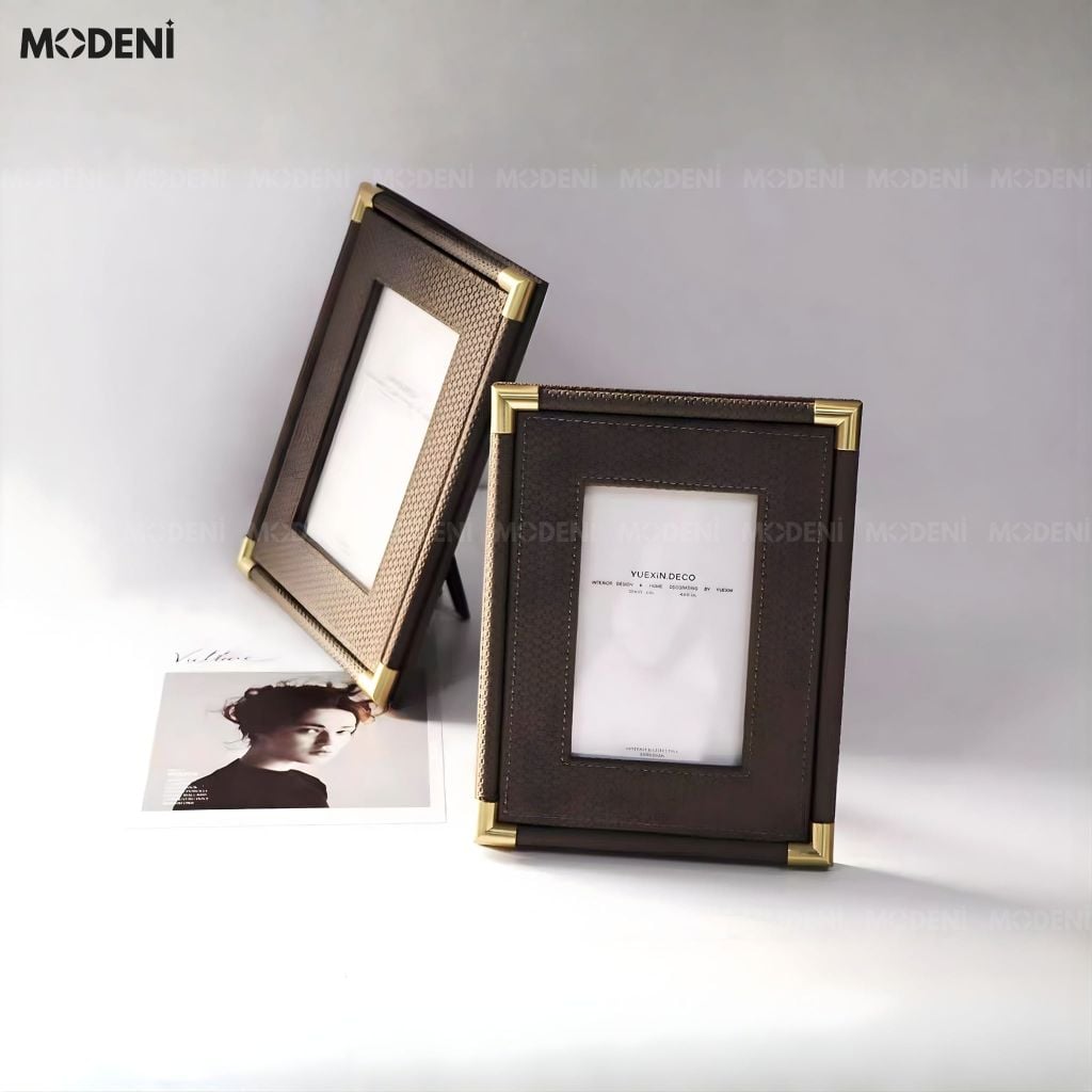 Set Khung Ảnh Dari Da Phối Kim Loại Mạ Crom Cho Kệ Tủ Hiện Đại