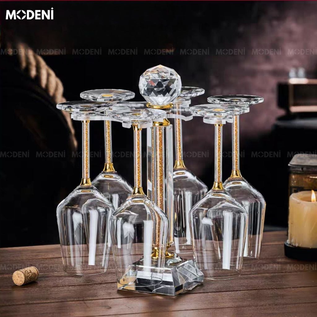 Bộ Bình Rượu Goldman Pha Lê Cao Cấp Quà Tặng Tân Gia Viền Vàng Sang Trọng