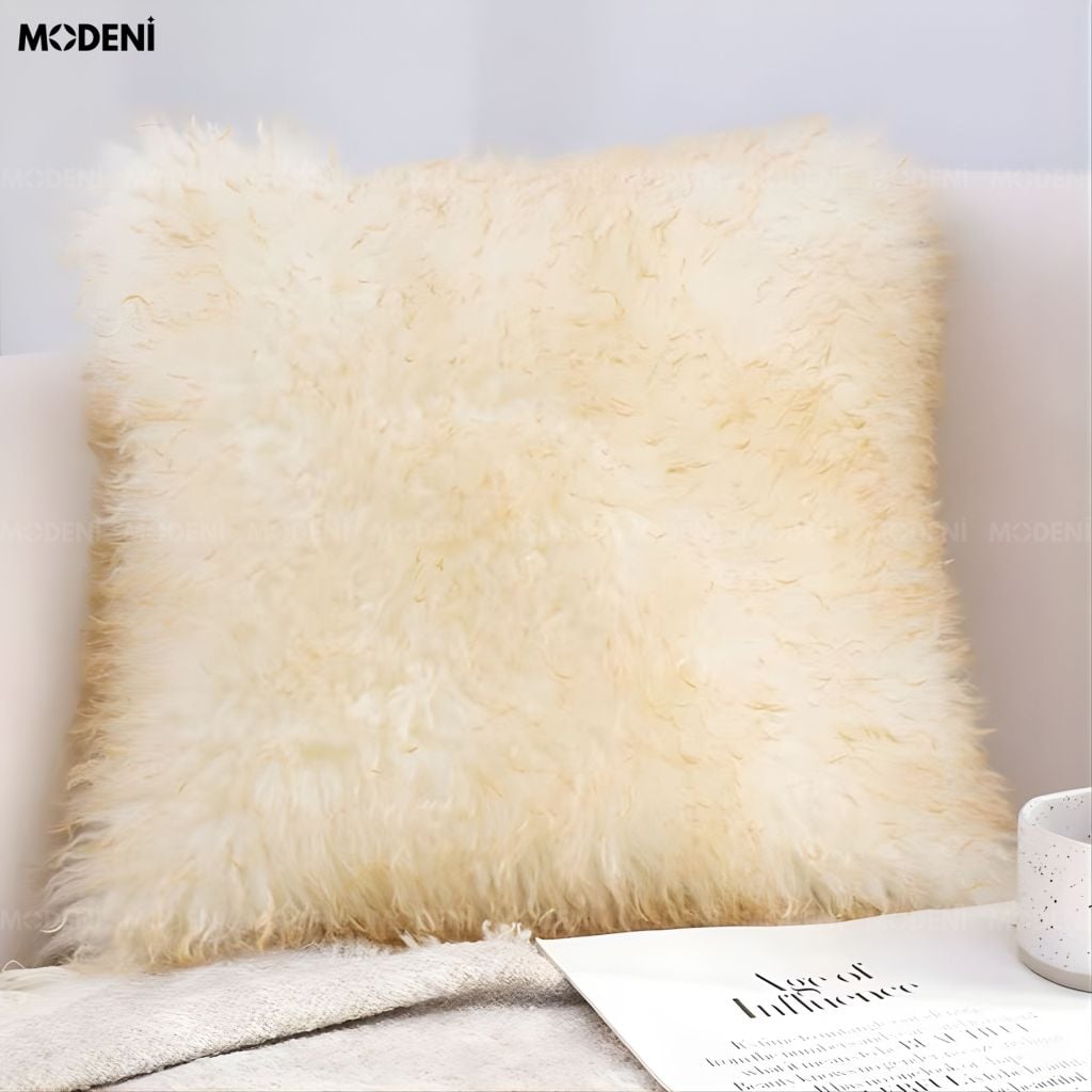 Vỏ Gối Sofa Twine – Vải Faux Fur Lông Xoăn Khóa May Ẩn Hiện Đại