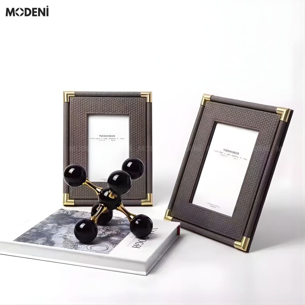 Set Khung Ảnh Dari Da Phối Kim Loại Mạ Crom Cho Kệ Tủ Hiện Đại