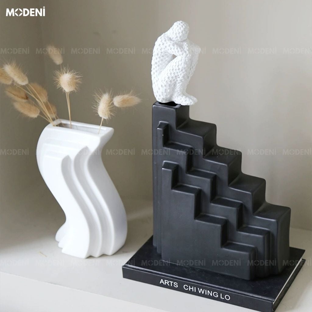 Bình Hoa Aero Composite Sứ Nhám Lì Màu Trắng Phong Cách Wabi Sabi Thiết Kế Vượt Thời Gian Cho Căn Hộ Cao Cấp
