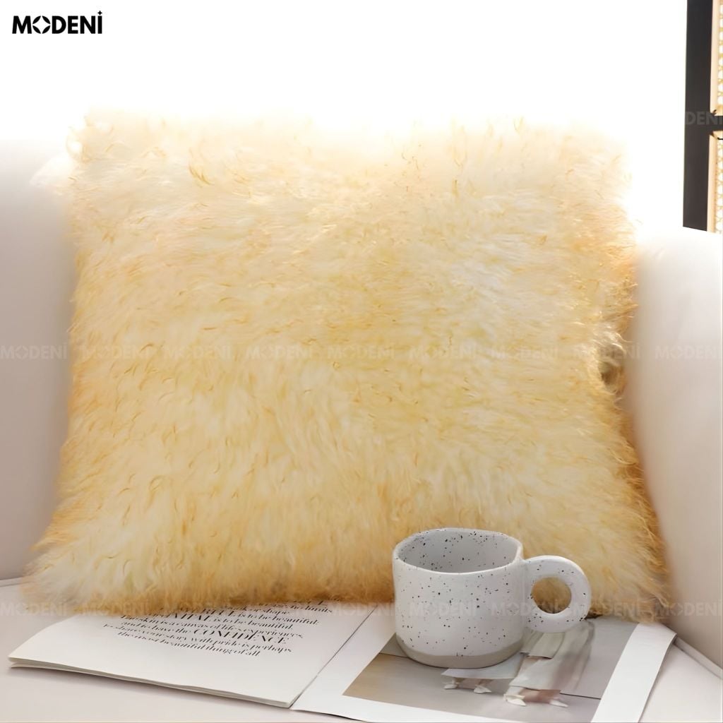 Vỏ Gối Sofa Twine – Vải Faux Fur Lông Xoăn Khóa May Ẩn Hiện Đại