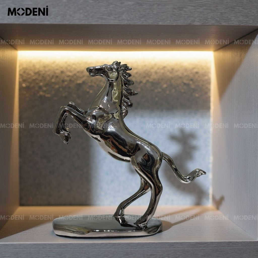 Tượng Trang Trí Ngựa Đứng Valios Black – Decor Mạ Kim Bóng – Tạo Điểm Nhấn Quyền Lực Cho Không Gian