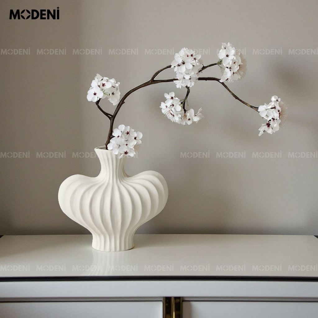 Bình Hoa Sứ Curva Cao Cấp Nghệ Thuật Lượn Sóng 3D | Decor Bàn Console – Kệ Tủ Sang Trọng