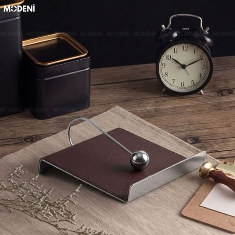  Hộp Khăn Giấy Libra Thép Không Gỉ Phối Da Nâu Sang Trọng Phong Cách Minimalism 