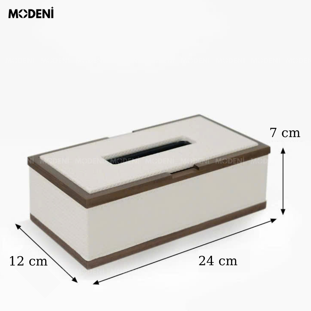 Hộp Khăn Giấy Orna Trắng Gỗ Phối Da Cao Cấp Phong Cách Japandi Tối Giản Sang Trọng Cho Phòng Ngủ Và Văn Phòng