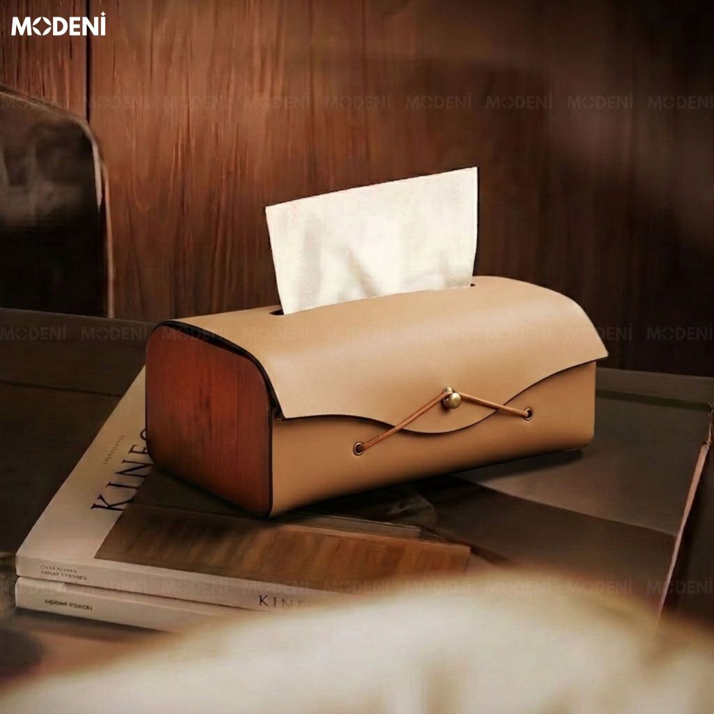 Hộp Khăn Giấy Elise Be Da Microfiber Cao Cấp Phối Ốp Vân Gỗ Japandi Tối Giản Tinh Tế Cho Phòng Ngủ Và Văn Phòng