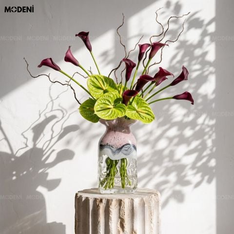  Bình Hoa Thủy Tinh Jason Loang Màu Nghệ Thuật – Thiết Kế Dáng Vuông Hiện Đại – Decor Bàn Console, Bàn Sofa Sang Trọng 