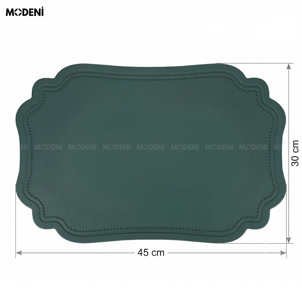 Tấm Lót Bàn Ăn Lancelot Placemat PVC Xanh Giả Da Tân Cổ Điển Chống Thấm Nước Cho Bàn Tiệc Hoàng Gia