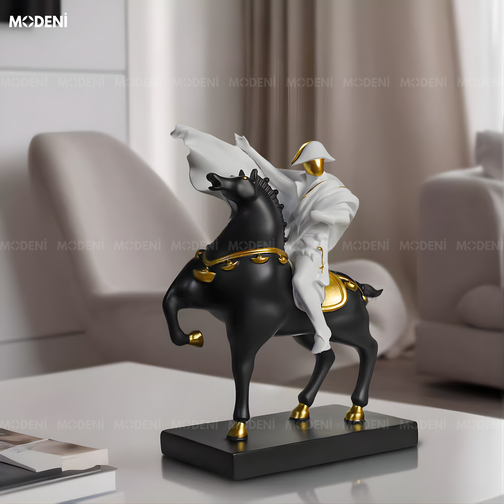 Tượng Trang Trí Ngựa Lumen Black Composite Cao Cấp Đúc Nguyên Khối - Điểm Nhấn Cho Bàn Console, Kệ Tủ Và Không Gian Hiện Đại