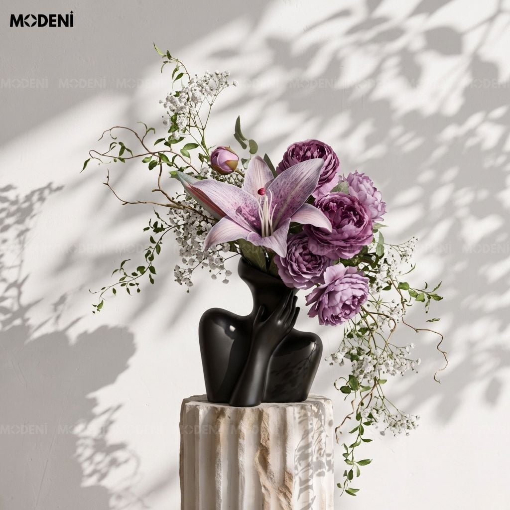 Bình Hoa Nghệ Thuật Keisha Gốm Sứ – Tạo Hình Hình Người Độc Đáo – Decor Bàn Làm Việc & Kệ Tủ Hiện Đại