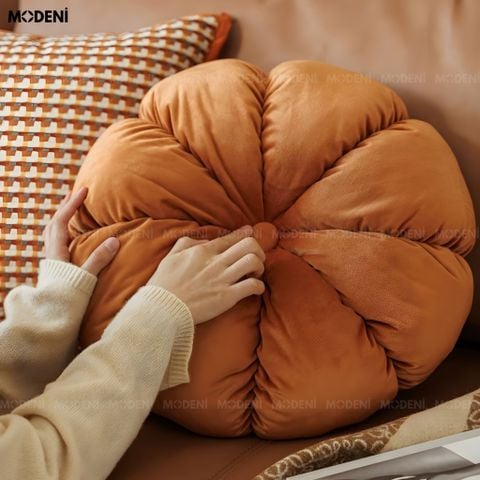  Vỏ Gối Sofa Lingo – Vải Nhung Tuyết Họa Tiết Múi Tròn Retro 