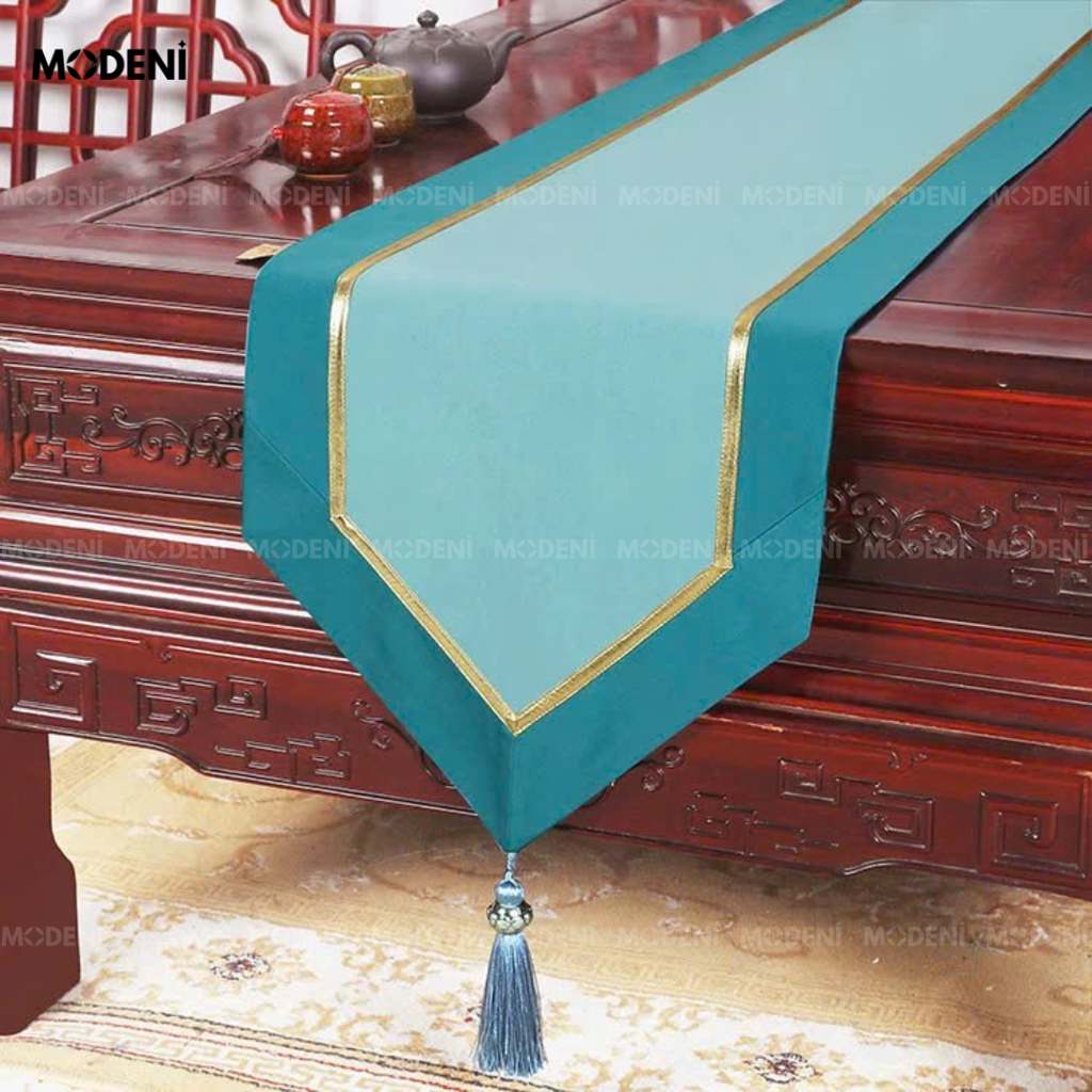 Khăn Trải Bàn Azure Table Runner Cao Cấp – Vải Nhung Chống Nhăn Chống Nước – Dài 4.5m Cho Bàn Tiệc, Nhà Hàng, Không Gian Sang Trọng