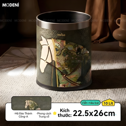  Thùng Rác Monolith Xanh Da Cao Cấp Viền Kim Loại Ánh Bạc Nghệ Thuật Cho Không Gian Sinh Hoạt Sang Trọng 