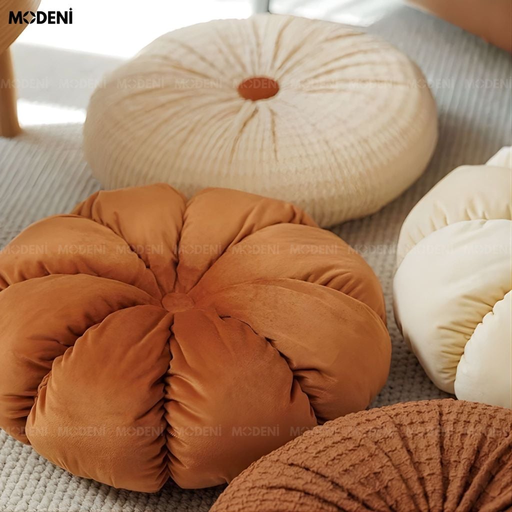 Vỏ Gối Sofa Lingo – Vải Nhung Tuyết Họa Tiết Múi Tròn Retro