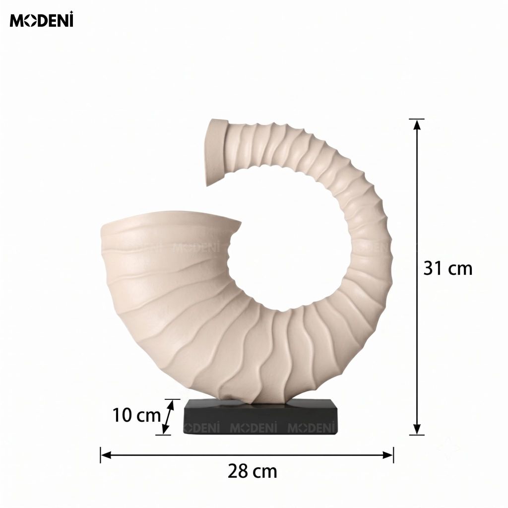 Tượng Trang Trí Voluta Composite Nghệ Thuật Trừu Tượng Phối Đế Đen Vững Chắc Cho Không Gian Hiện Đại