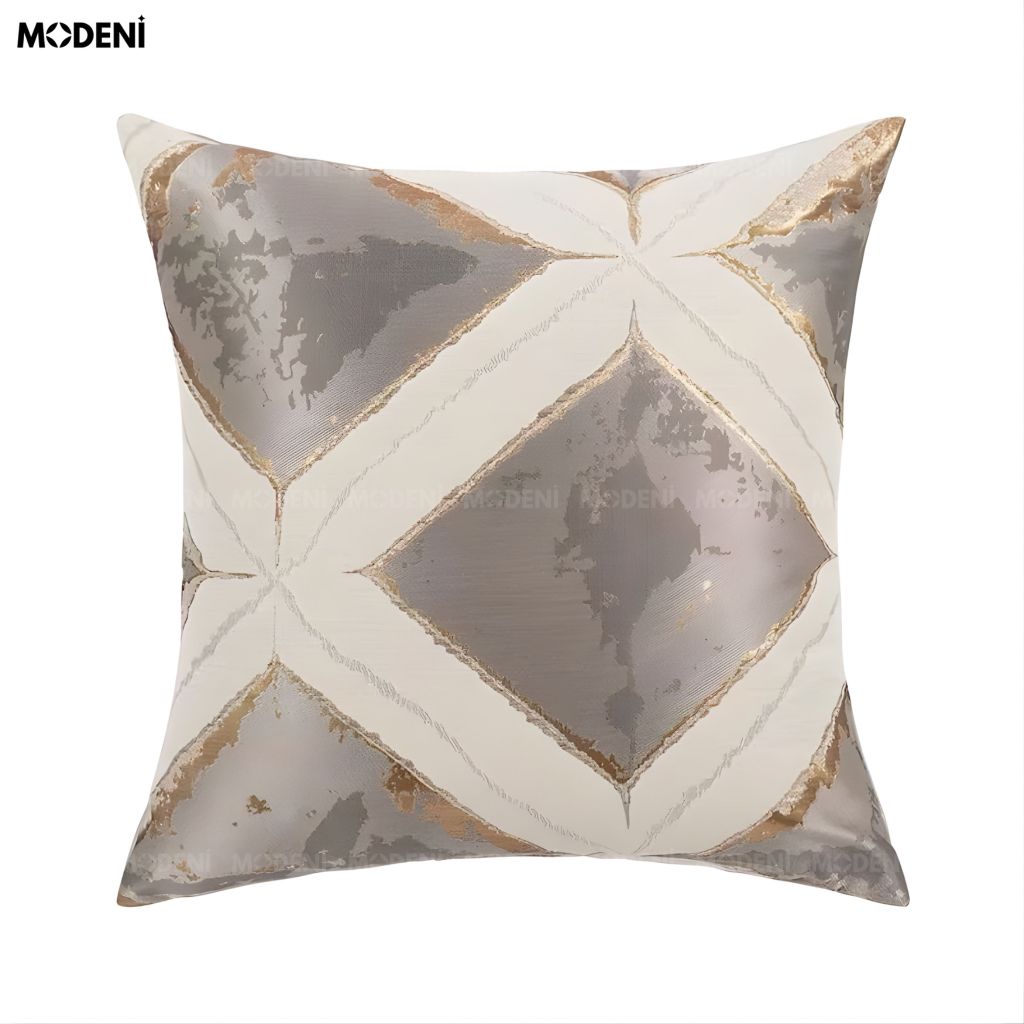 Vỏ Gối Sofa Sway – Vải Jacquard Phối Nhung Họa Tiết Kim Tự Tháp May Dập Nổi Bắc Âu