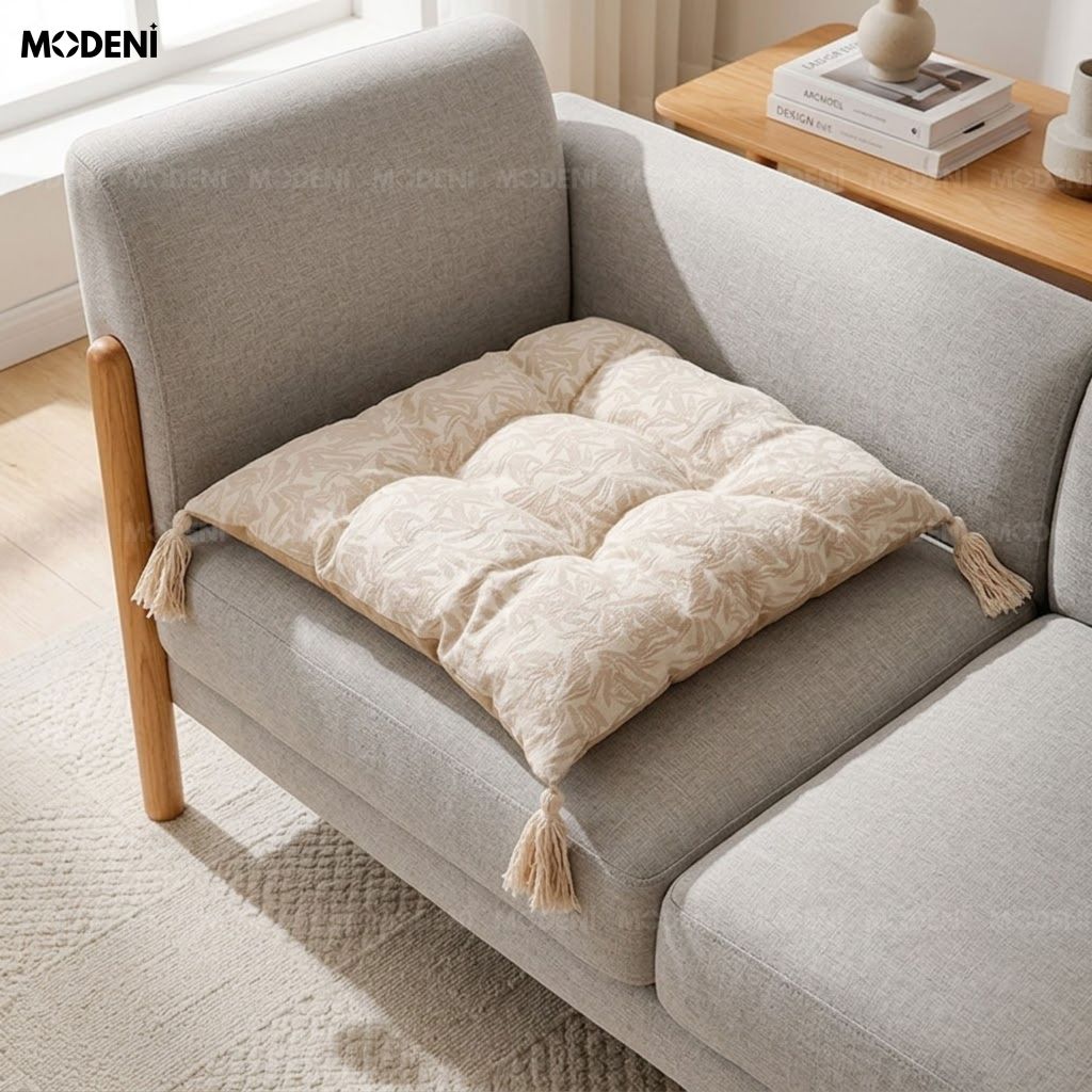 Đệm Ngồi Tasselo Trắng Vải Dệt Nổi Thẩm Mỹ Victorian Dày Dặn Thoáng Khí Cho Ghế Đọc Sách Hiện Đại